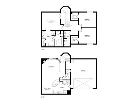 Floor plan for 3 beds, 2.5 baths, 1730 sqft
